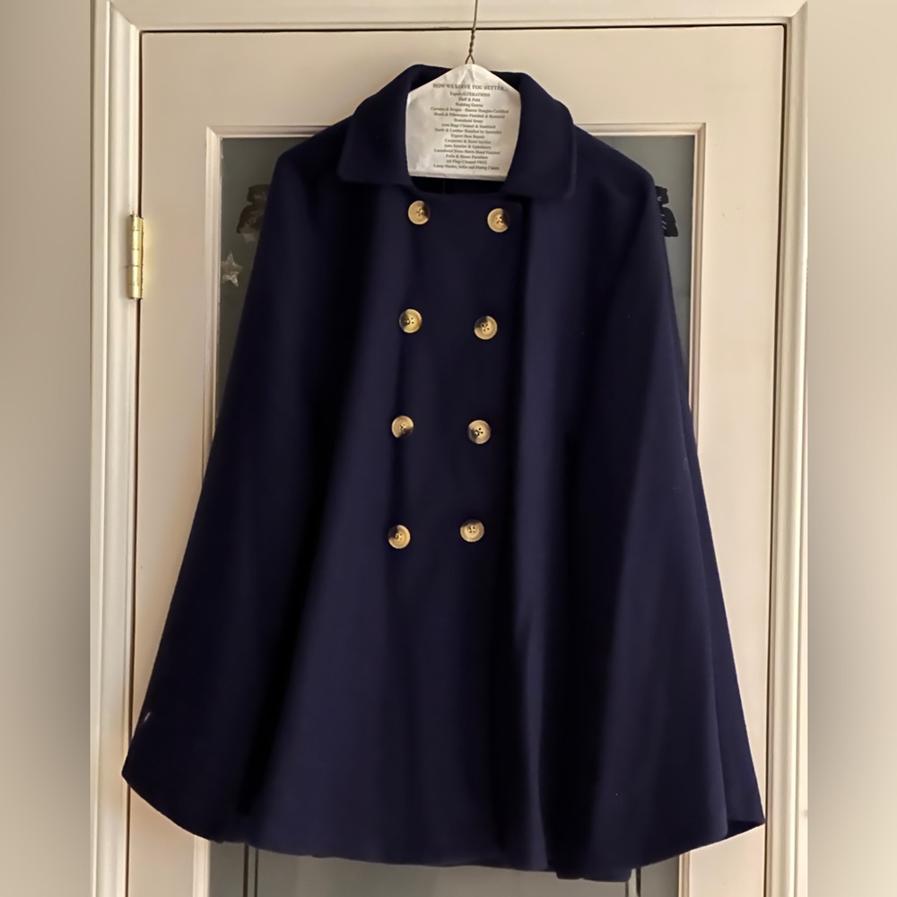 Navy Blue Double-Breasted Cape